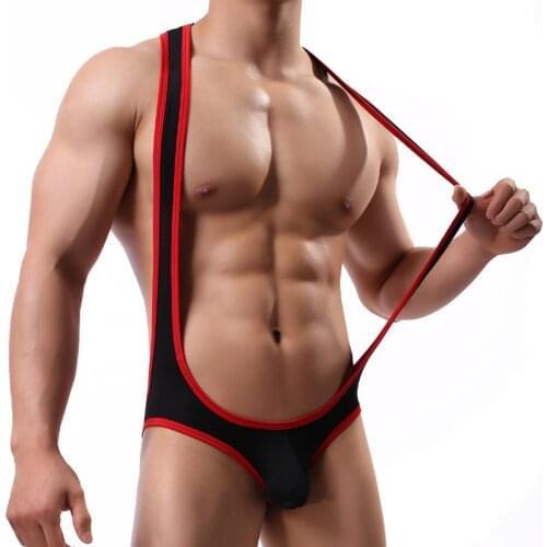 Men Sexy Ice Silk Bodysuit Jockstrap Bodywear Underwear Men Lashing Briefs Wrestling Singlet Shapers Leotard Jumpsuits Suspender