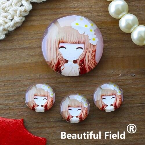 12mm 25mm 14mm 16mm 18mm 20mm Photo Glass Cabochons Round Cameo Set Handmade Settings Stone Girl FFR11