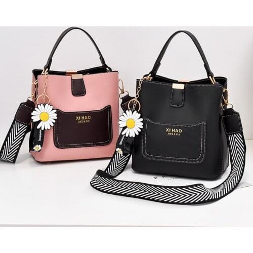 2020 Super New Product Handbag Pure Color Fashion Simple Wild Messenger Bag Handbag Shoulder Bucket Bag