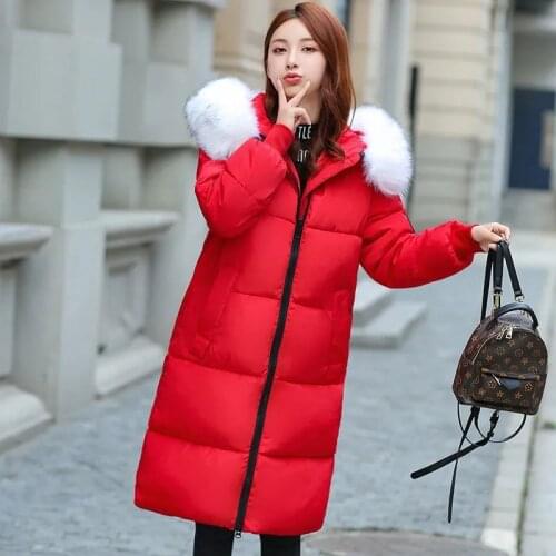 2020 New Women Winter Coat big fur Down cotton jacket Female Warm Hooded Winter jackets Women Korea Long Parkas Oversized XL-8XL