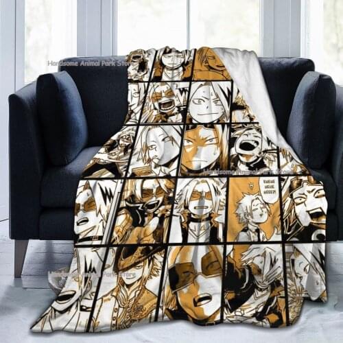 My Hero Academia Collage Anime Kaminari Denki Throw Blanket Fuzzy Warm Throws for Winter Bedding 3D Printing Soft Micro Fleece
