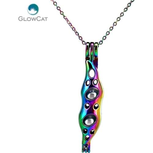 C605 COLORS 50mm Plant Pea Necklace Pendant Aroma Essential Oil Diffuser Locket Necklace