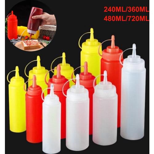 PE Ketchup Squeeze Bottle Condiment Squeeze Bottles for Sauce Vinegar Oil Ketchup Gravy Cruet Kitchen Gadget