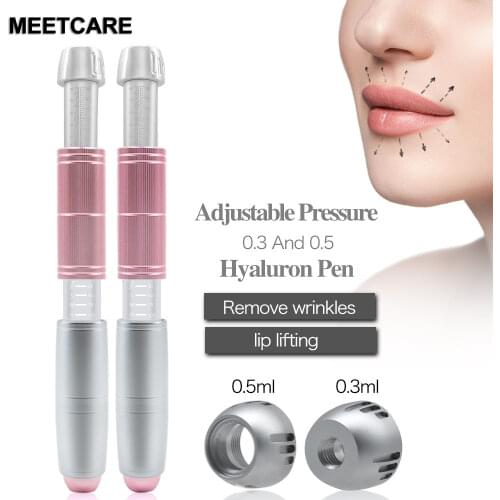 2 in 1 Pink Hyaluron Pen 0.3ml/0.5ml Ampoule with 3 Levels Adjust Pressure Hyaluronic Gun For Lips Filler Injector Anti Wrinkle