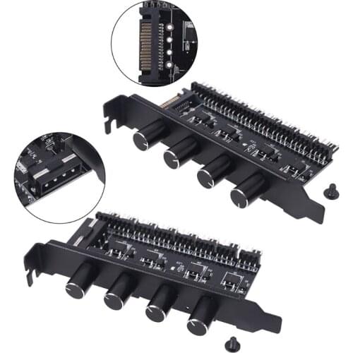 PC 1/4 Knob Cooling Fan Hub Sata Power Supply Adapter Speed Controller for Computer Case Hdd Vga Pwm Pci Bracket