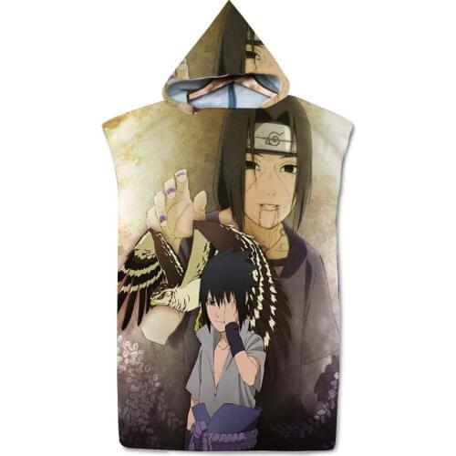 Anime Ninja Uzumaki Uchiha Narutoes 3D Printed Hooded Beach Towel Quick Dry Swimming Surfing Bathrobe Cloak Fitness