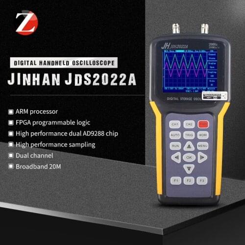 Portable oscilloscope Jinhan JDS2012A JDS2022A 20MHz Bandwidth 2 channel Handheld Digital Oscilloscope 200MSa/s Sample Rate