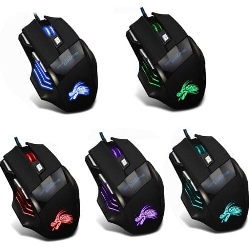 1PC Wired Gaming Mouse 7 Buttons 5500 DPI LED Optical Computer Mouse Gamer Mice For PC Laptop Notebook USB Cable Game Mouse