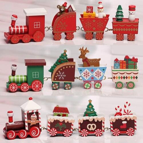 Merry Christmas Wooden Train Ornament Christmas Decoration for Home Santa Claus Gift Natal Navidad Noel 2022 New Year Decor