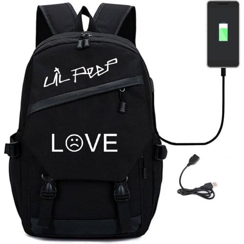 Lil Peep Backpack Bag For Men/Women Laptop Notebook Male Back Pack Backbag Large Capacity School Backpack With USB Charging Port