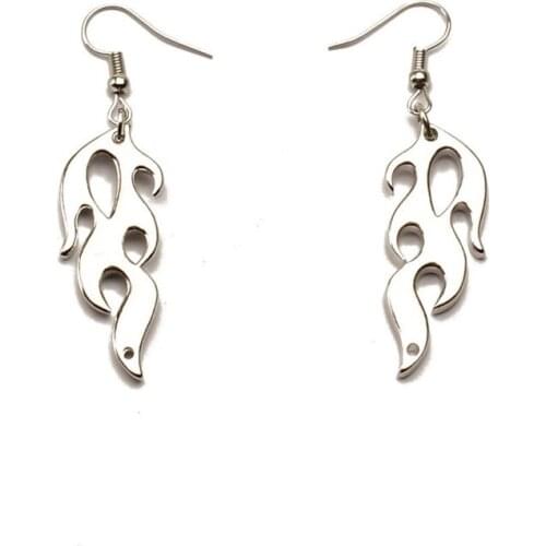 1Pair Hip Hop Flame Earrings 1Pcs Necklace Bracelet Streetwear Fashion Punk Style Earrings for Women Men Party Jewelry