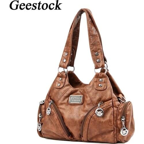 Geestock Shoulder Bag Woman Vintage Designer Handbags Fashion Tote Bags Female Top-handle Bags Crossbody Purses for Female
