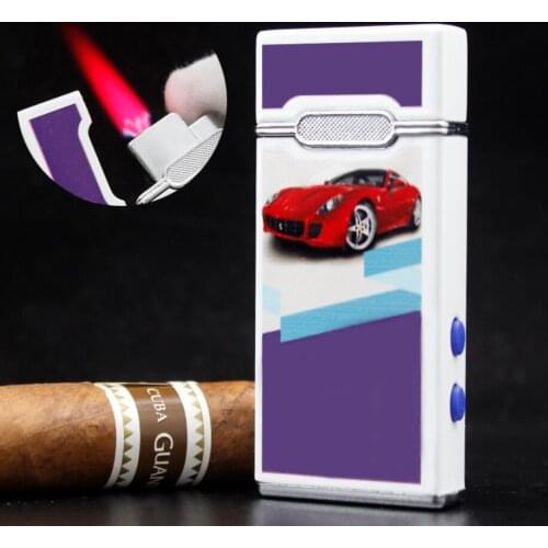 Creative butane Inflatable gas windproof metal cigarette lighter Jet turbo red torch flame Lighting lamp smoking igniter gift