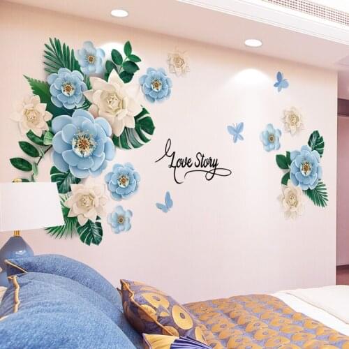 Creative Wall Stickers Flowers Room Decor Living Room Sofa TV Backdrop Decal Warm Bedroom Bedside Self Adhesive Mural Art