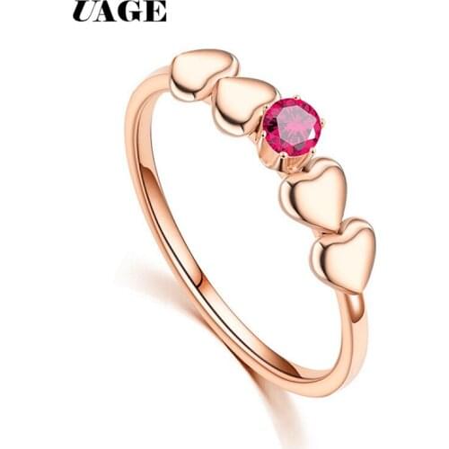 UAGE Round Zirconia Rings For Women Thin Heart Stainless Steel Wedding Ring Simplicity Fashion Jewelry Wholesale bijoux