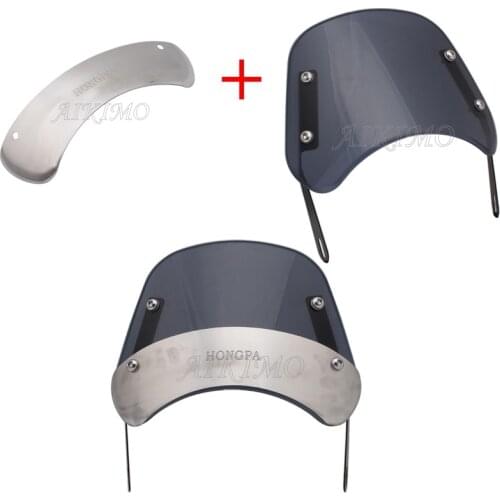 1set ABS+Chrome Aluminum Windshield Wind Deflector Windscreen Universal for Harley Honda Yamaha