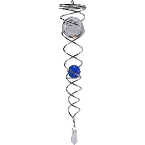 Wind Chime Windmill Crystal Metal Wire Crystal Ball Wind Spinner Bell Spiral Tail for Outdoor Garden Decoration