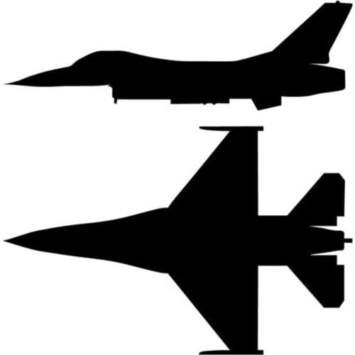 14.9*15.2CM Personality Two F-16 Fighting Falcon Car Sticker Reflective Vinyl Decals Cartoon Black/Silver C7-1583