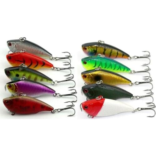 50pcs Winter Vibration Fishing Lure 6cm 10g Metal Ball Inside Artificial Bait Game Hard Lure VIB Tackles Pesca Fishing Wobbler
