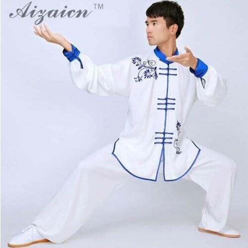 Embroidery Bamboo Long Sleeve Taiji Clothing Kung Fu Uniform Martial Arts Man Wushu Clothes Taichi Traditional Chinese Suit