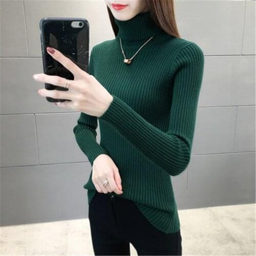Sweaters for Women Autumn Winter High Neck Slim Fit Short Thick Ropa De Mujer Solid Color Pullover Long Sleeve Kobieta Swetry