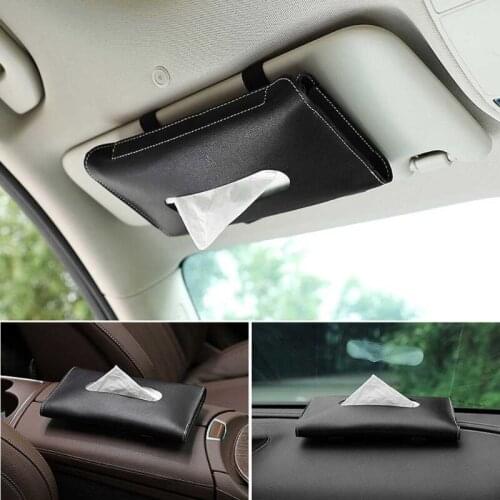 1 Pcs Car Tissue Box Towel Sets Car Sun Visor PU Leather Tissue Box Holder 964B