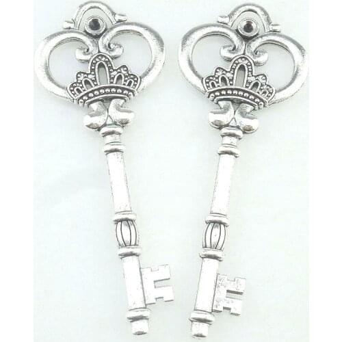 1pc Vintage Metal Key Crown 82.5*32*3.5mm Charms DIY Fashion Pendant for Jewelry Making Earrings Bracelet 16760