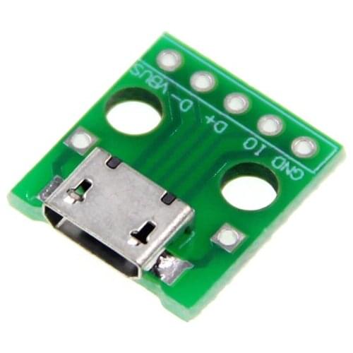 10PCS MICRO USB To DIP 2.54MM Adapter 5pin Female Connector B Type PCB Converter Breadboard adapter plate SMT Mother Seat
