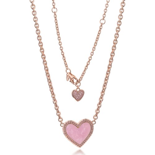 100% Real 925 Sterling Silver Pink Swirl Heart Collier Necklaces For Women S925 Necklaces & Pendant Fine Jewelry Gift 2021 New