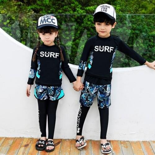 2019 Mujer Children Sport Swimsuit Long Sleeves High Quality 3 Pieces Baby Girl Boy Surfing Suits Beach Wear Sun Protection