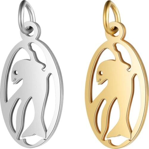 5pcs/lot 10*23mm Stainless Steel Dolphin Pendant Bracelet Charms DIY Crafting Jewelry Making Handicraft Accessories Wholesale