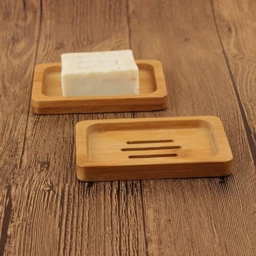 50pcs Wooden Bamboo Soap Dish Wooden Soap Tray Holder Storage Soap Rack Plate Box Container for Bath Shower Plate Bathroom NO89