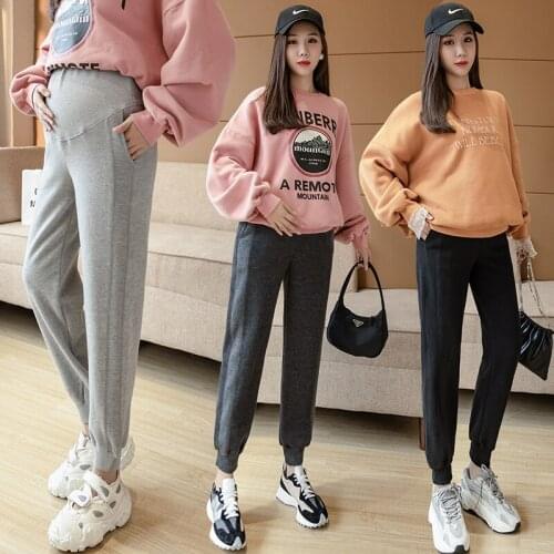 729# Maternity Pants Spring Autumn Adjustable Elastic Waist Belly Support Pants Maternity Harem Trousers