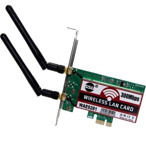 PCI-Express 300Mbps Wireless WiFi Card Adapter 2 Antennas for Desktop Laptop PC