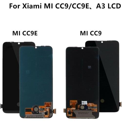 Amoled For Xiaomi CC9 CC9E Display Touch Screen Digitizer Assembly With Fingerprint Replacements for Xiaomi Mi A3