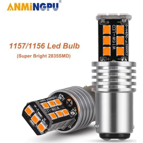 ANMINGPU 2x Signal Lamp 1156 Led BA15S P21W BAU15S PY21W 2835SMD 1157 BAY15D P21/5W Led Turn Signal Light Brake Light Bulbs Red