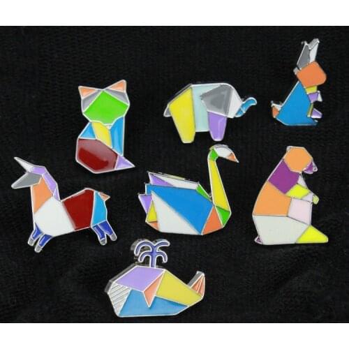 Colored building blocks, color blocks, animal brooches, cartoon animal badges, cute cats, elephants, swan pins