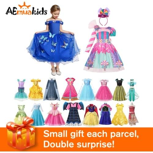 Kids Princess Costume Anna Elsa Fancy Dress Snow White Candy Unicorn Vampire Ball Gown Children Carnival Party Outfits For Girl