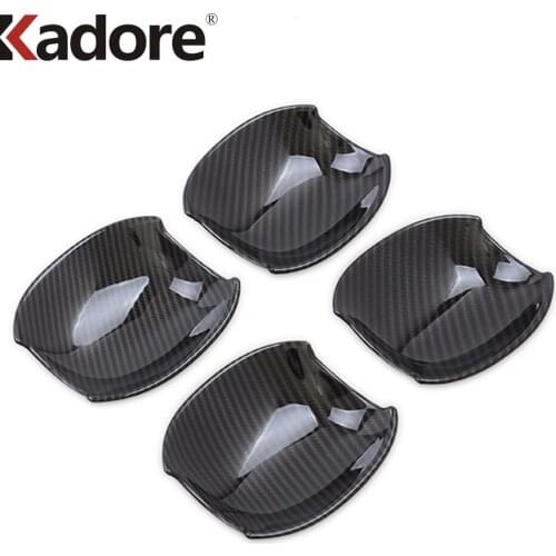 For Jaguar XE XF 2017 2018 2019 Carbon Fiber Side Door Handle Bowl Cup Cover Trim Frame Covers Car Styling Accessories 4pcs