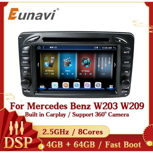 Eunavi 2 din Android 9 Car multimedia DVD Radio player For Benz C-Class W203 W209 G-Class W463 A Class W168 Vito auto stereo gps
