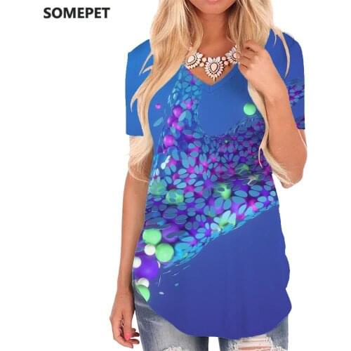 SOMEPET Hand T-shirt women Colorful Tshirts Printed Creativity T-shirts 3d Harajuku V-neck Tshirt Womens Clothing Hip hop Cool