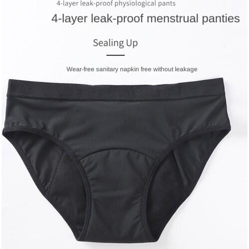 Leak-Proof Menstrual Period Panties Womens plus Size 4-Layer Sanitary Napkin Leak-Proof Low Waist Womens Menstrual Briefs