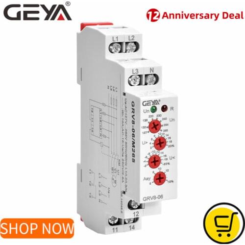 GEYA GRV8-06 3 Phase Failure Phase Sequence Voltage Monitoring Relay Voltage Sensing Protection Relay 460V