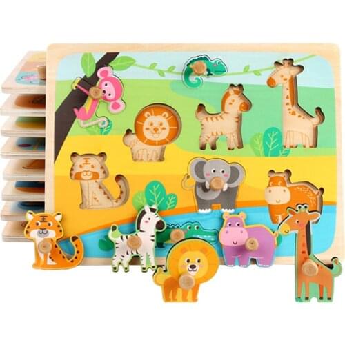Brain Jigsaw Puzzle Wooden Toy Montessori Materials Animals Clever Board Games Baby Learning Toy Educational Toys For Children