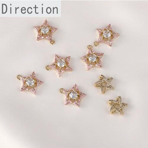 14K gold-clad five-pointed star-studded zircon pendant diy earchain bracelet jewelry accessories