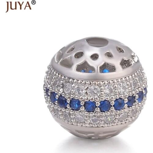 JUYA New Design Luxury Beads AAA Cubic Zirconia Beads 10mm Round Ball Spacer Beads Accessories For Jewelry Making Beading
