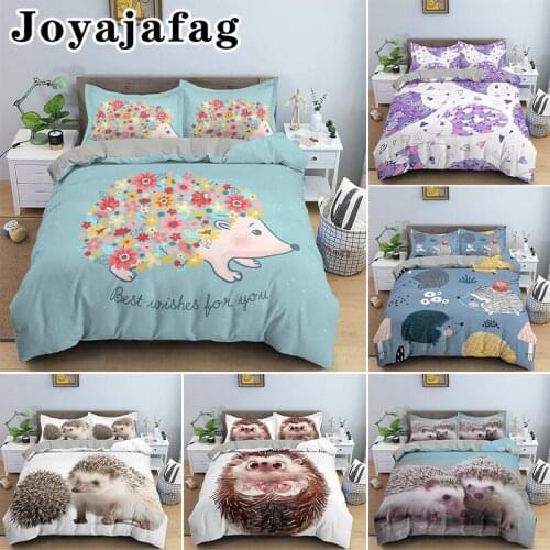 Small Cute Animal Hedgehog Bedding Set King Queen Double Single Size Bedclothes Comforter/Duvet/Quilt Cover With Pillowcase