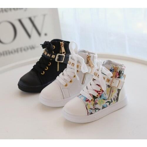 2021 New Kids Casual Shoes childrens canvas shoes high-top girls floral Sneakers Kids Autumn Tenis Boys Sport Running Footwear