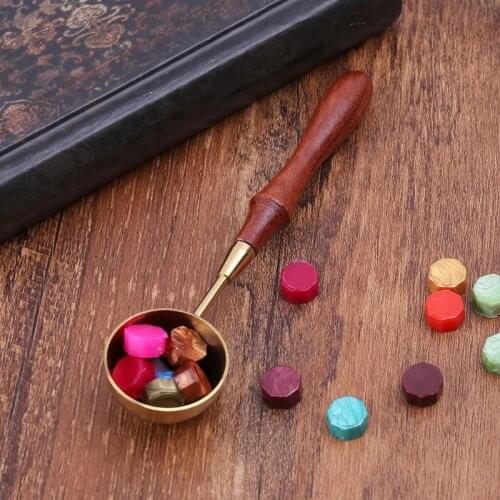 Retro Metal Spoon Wood Handle Sealing for melted Dissolve Melting Wax Seal Stamp Envelope Craft E56C