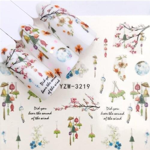 Fashion Stickers for Nails DIY Plum Blossom Bells Flower Water Sliders Manicure Decor Watercolor Nail Decal Stickers Accessoires